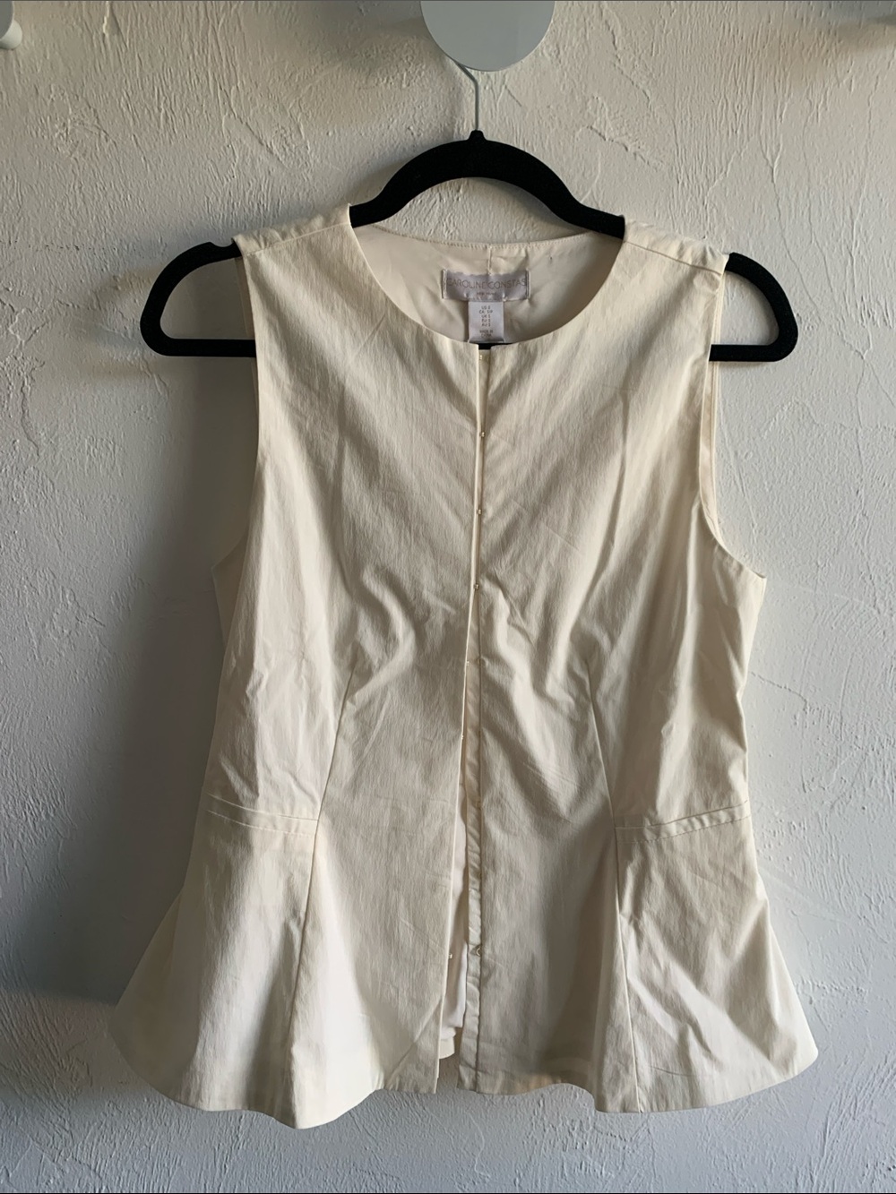 NWT Caroline Constas S Sleeveless Cream Peplum Top